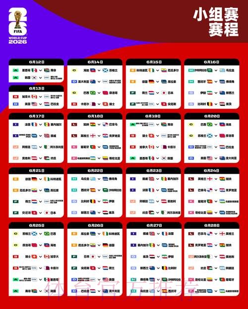 2026世界杯小组赛赛程一览比赛时间表在哪里看